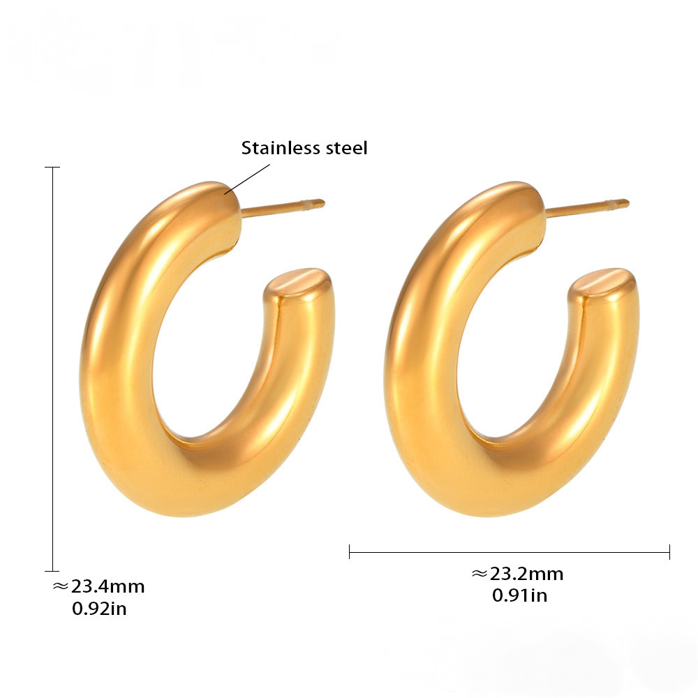 Stainless Steel Minimalist Polished Hoop Earrings