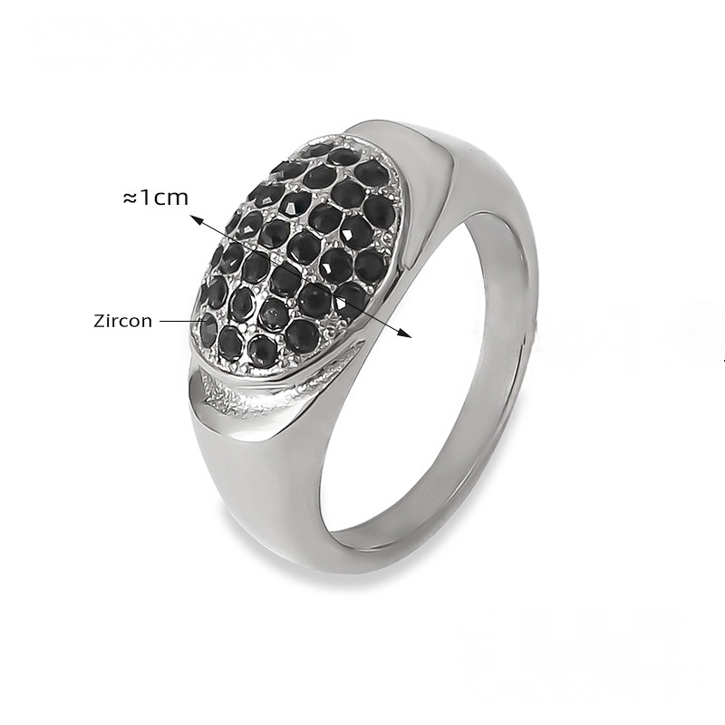 Stainless Steel Curved Inlay Cubic Zirconia Ring