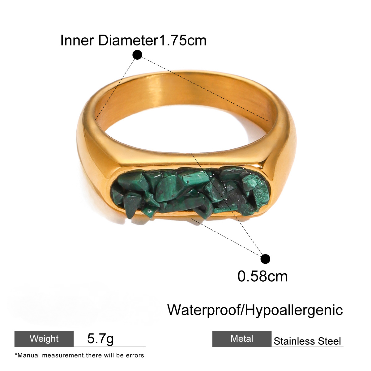 Stainless Steel Natural Stone Gravel Ring Collection