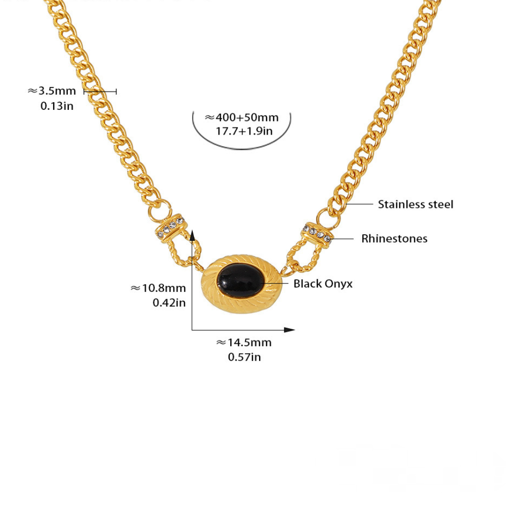 Black Agate Horseshoe Buckle Necklace Bracelet Jewelry Suit