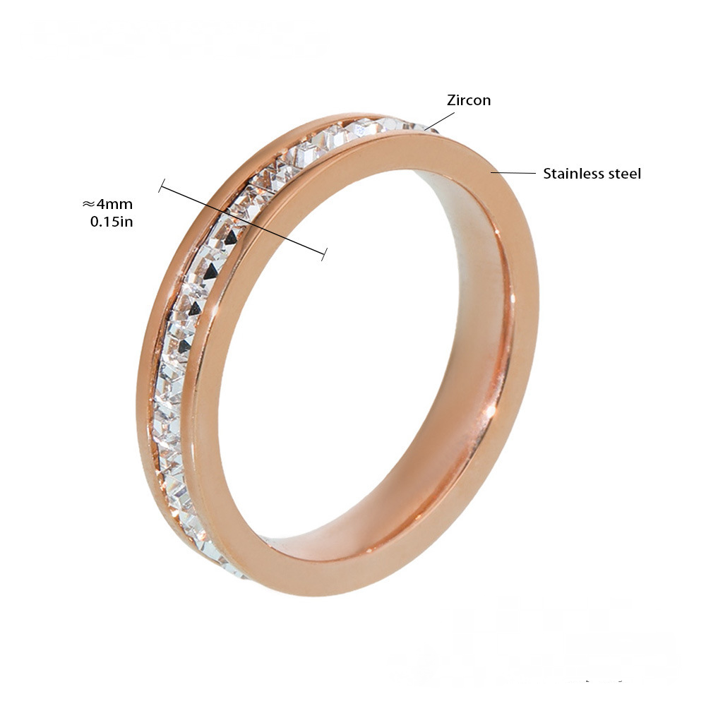 Stainless Steel Simple Double Layer Cubic Zirconia Ring