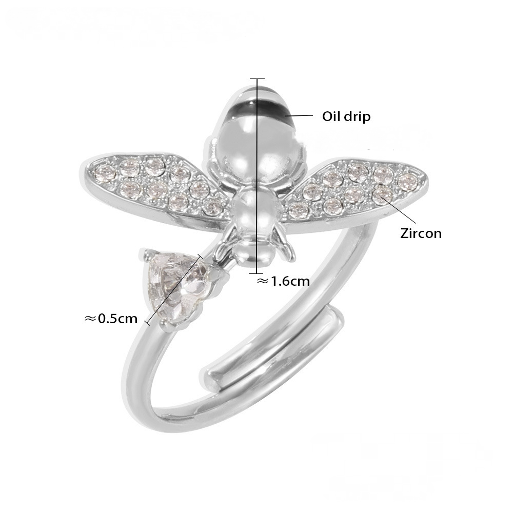 Bee Inlay Cubic Zirconia Necklace Bracelet Earrings Ring Jewelry Suit