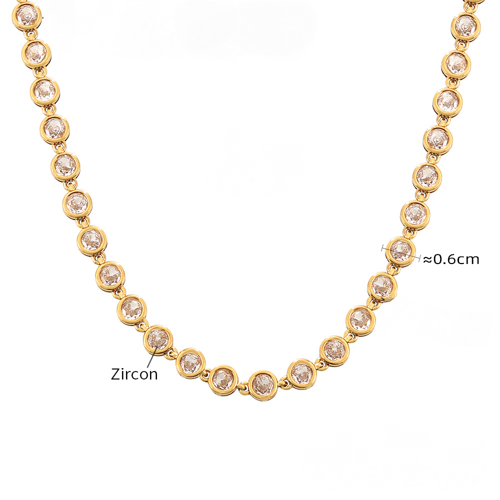 Stainless Steel Round Cubic Zirconia Necklace