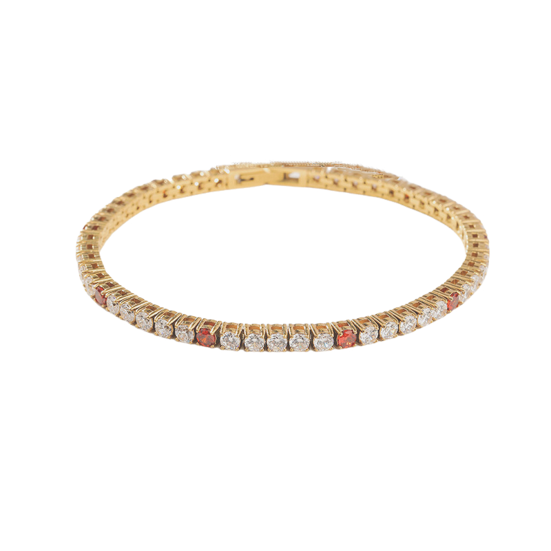 18K Gold PVD 3mm Inlaid Circular CZ Tennis Bracelet