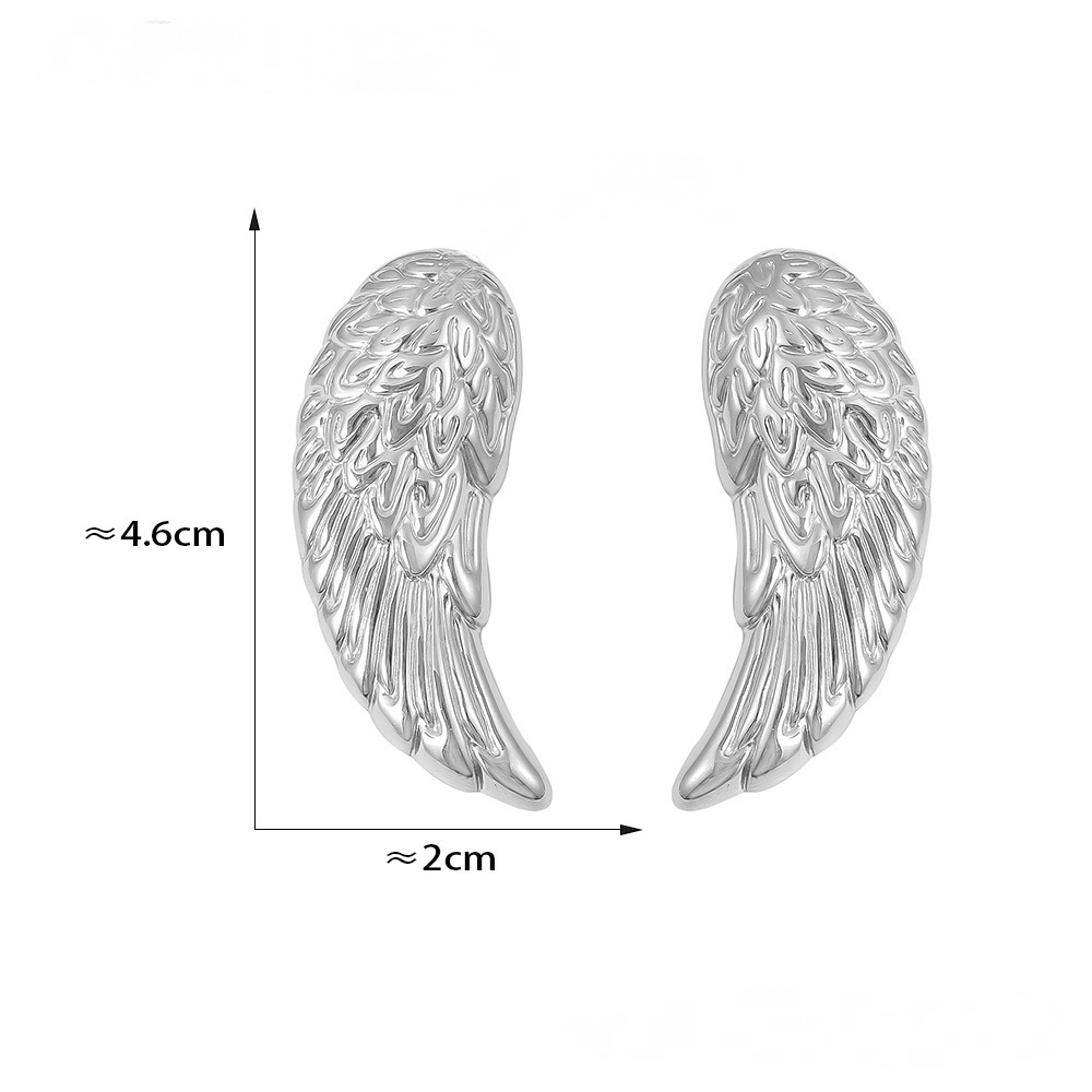 Feather Wings Stainless Steel Stud Earrings