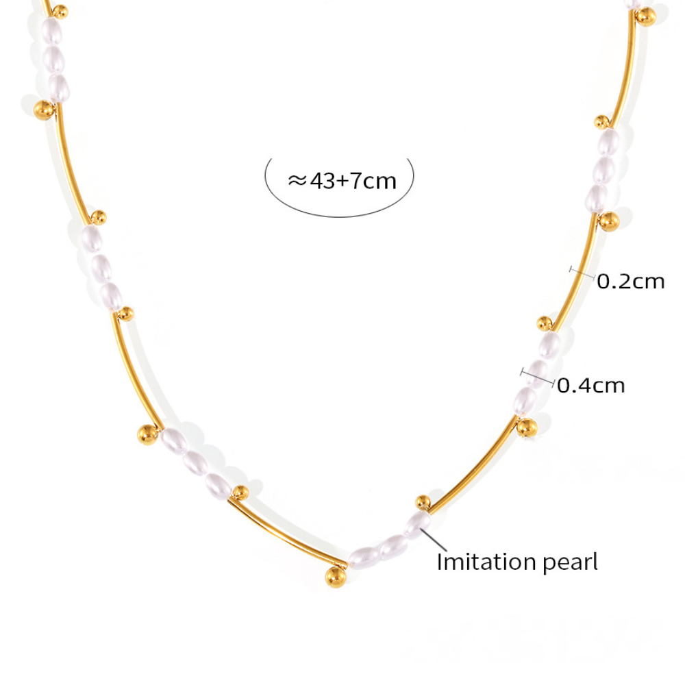 Stainless Steel Baroque Separated Imitation Pearl Necklace