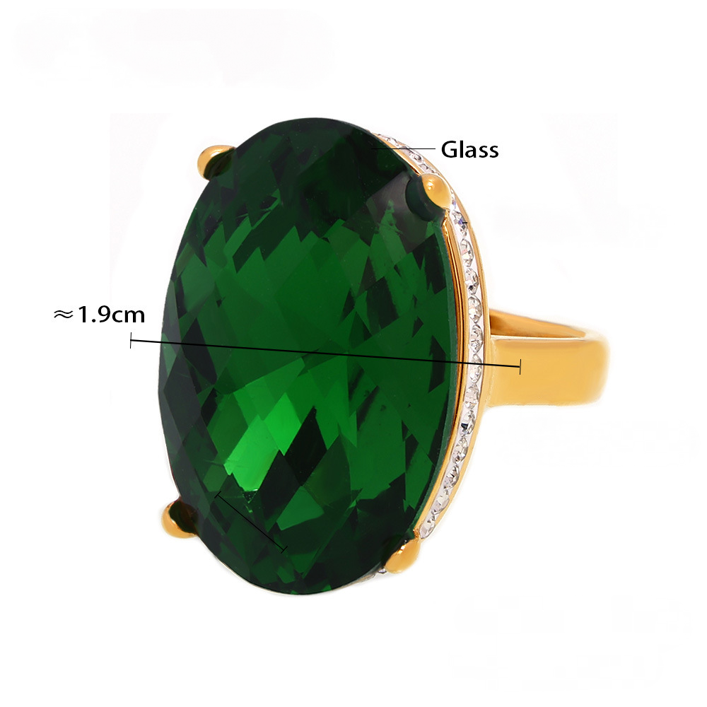 Stainless Steel Oval Large Glass Ring