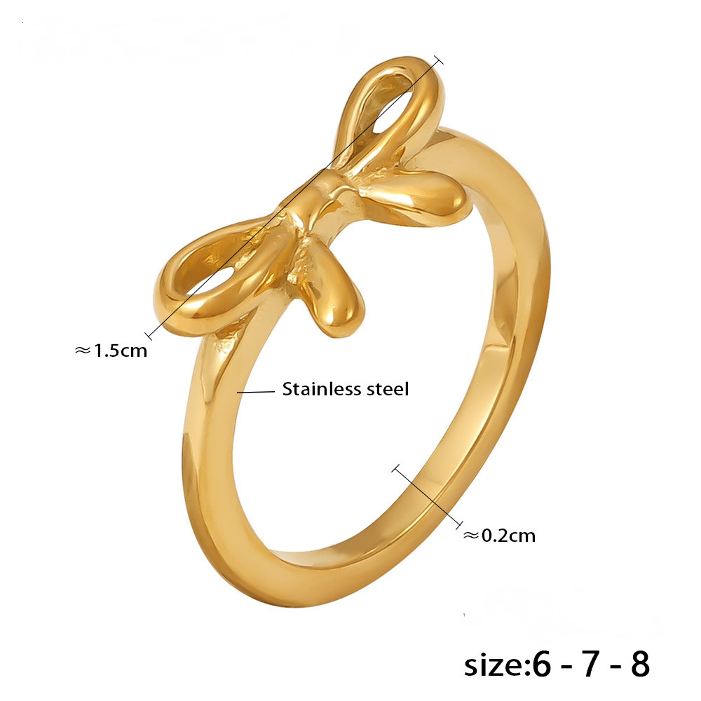Polished Stainless Steel Thin Bracelet Bow Ring Jewelry Suit