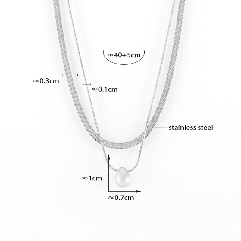 Stainless Steel Multi-layered Simple Round Bead Pendant Necklace
