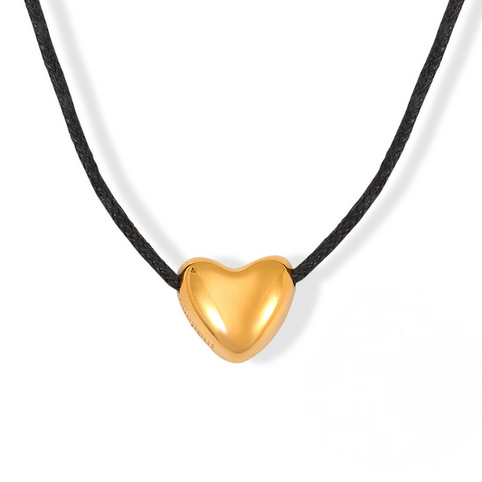 Stainless Steel Heart Pendant Braided Rope Necklace