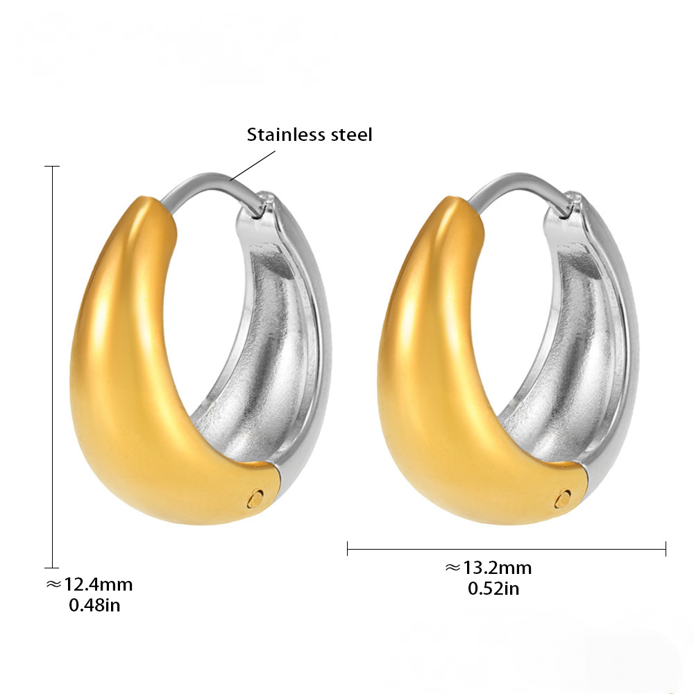 Polished Minimalist Stainless Steel Huggie Earrings