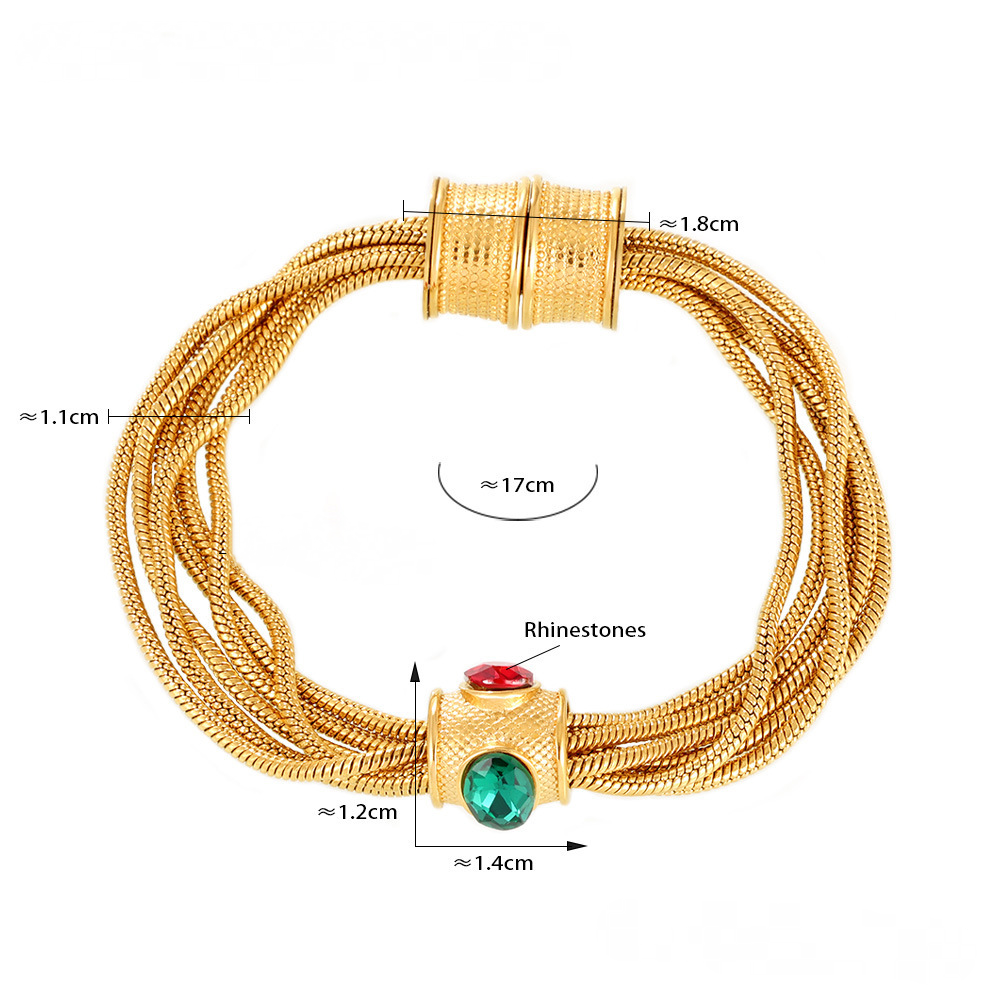 Multi-layer Chain Rhinestone Necklace Bracelet Jewelry Suit