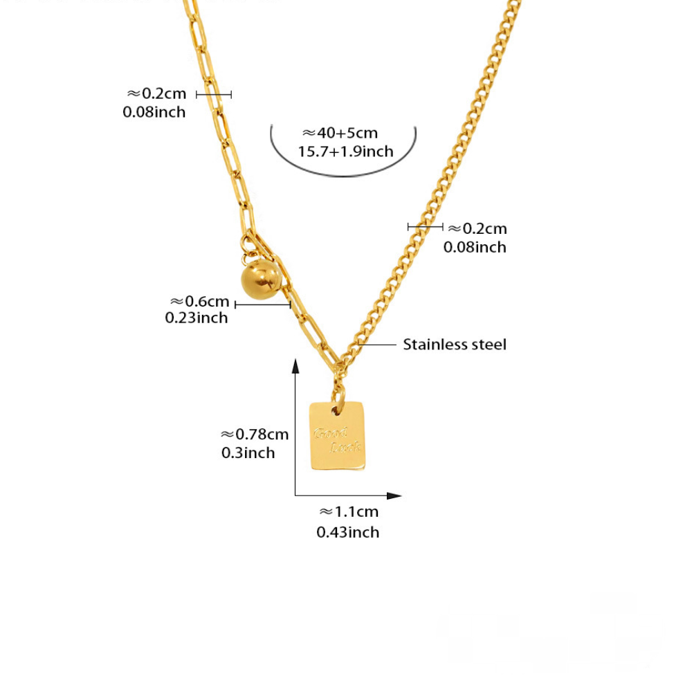 Stainless Steel Square Letter Pendant Splicing Chain Necklace