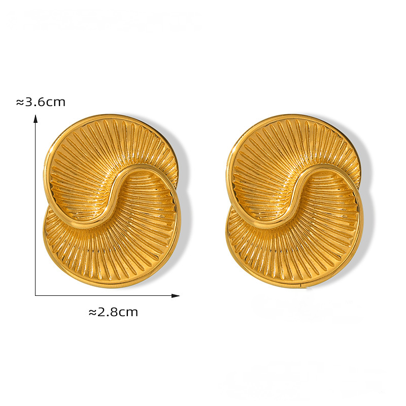Stainless Steel Water Drop Shape Spiral Stud Earrings