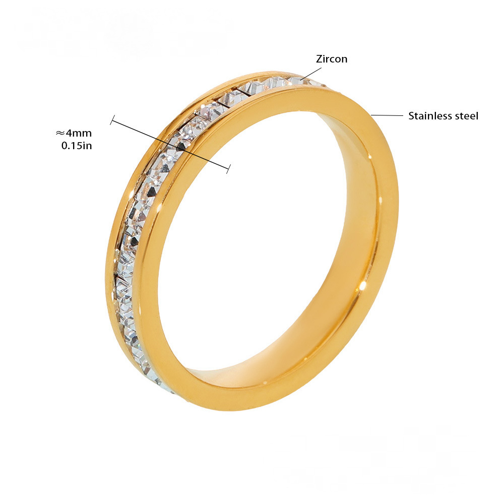 Stainless Steel Simple Double Layer Cubic Zirconia Ring