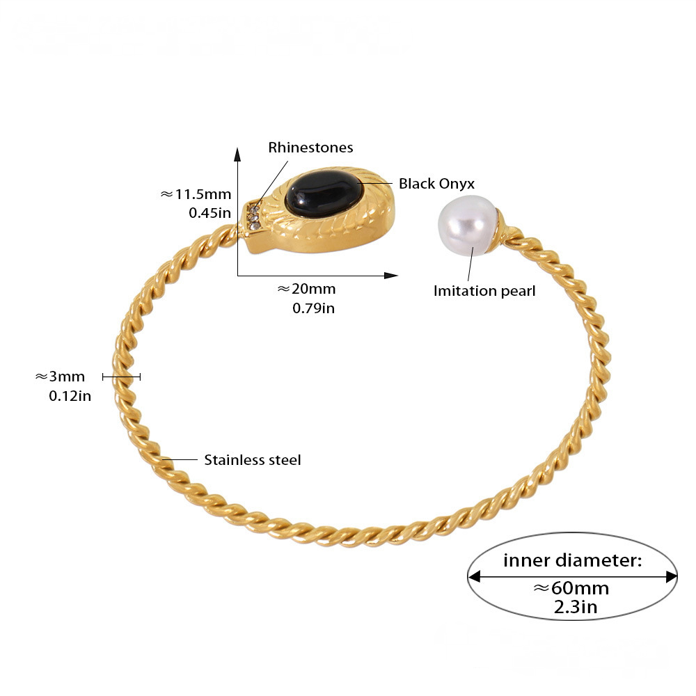 Black Agate Horseshoe Buckle Necklace Bracelet Jewelry Suit