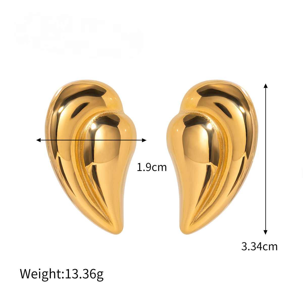 Stainless Steel Heart-shaped Geometric Stud Earrings