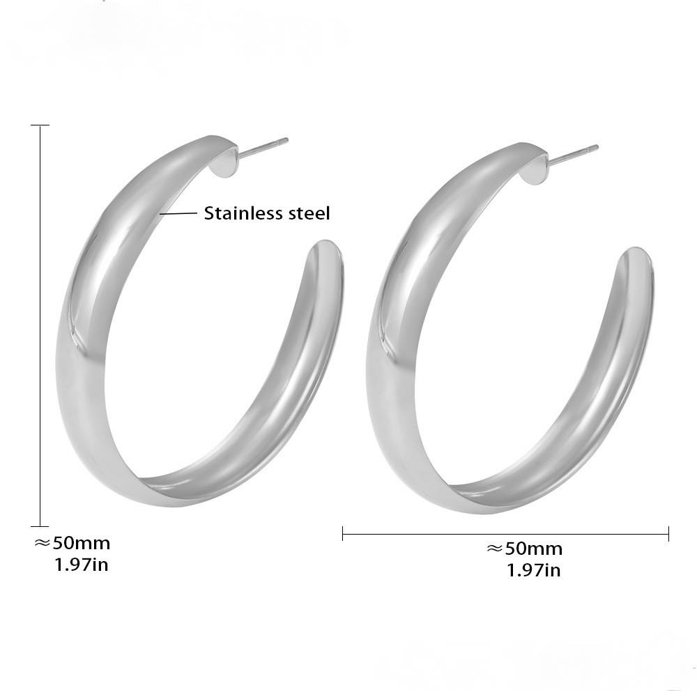 Stainless Steel Women's Multi-Size Hoop Polished Earrings