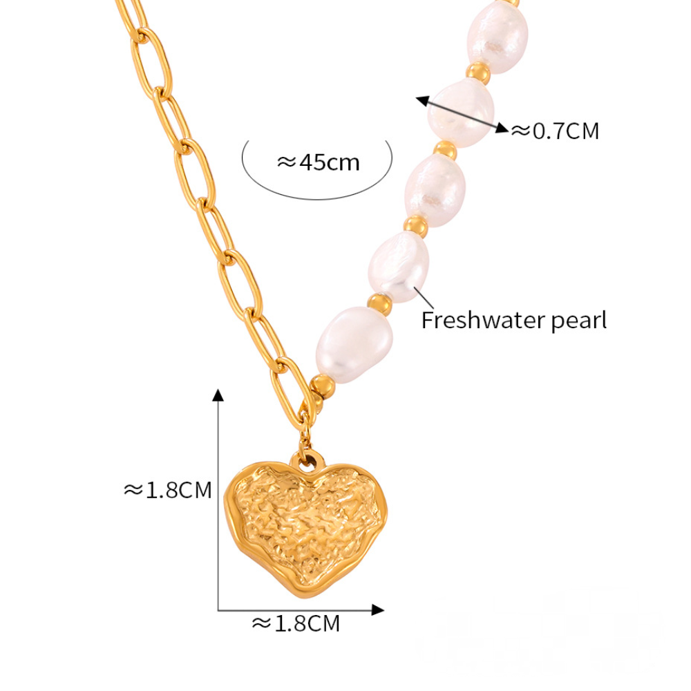 Stainless Steel Natural Stone Freshwater Pearl Beaded Necklace