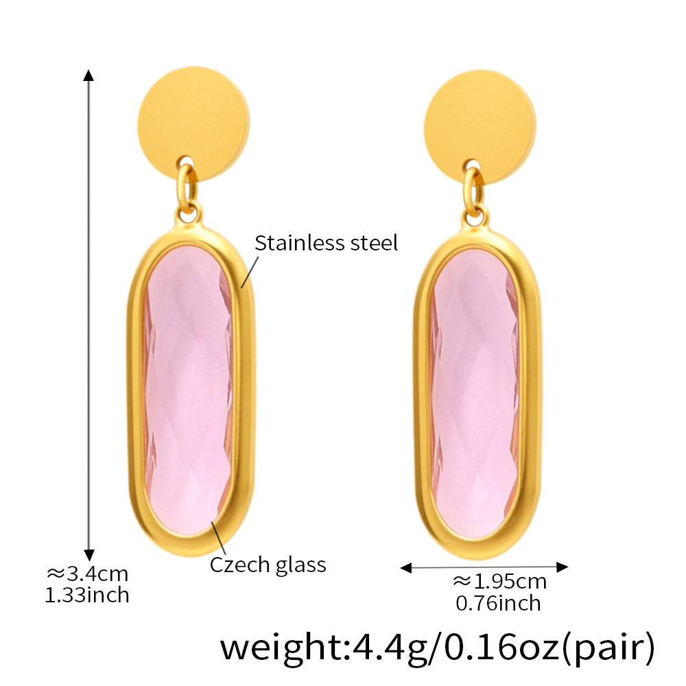 18K Gold PVD Disc Cut Glass Stud Earrings