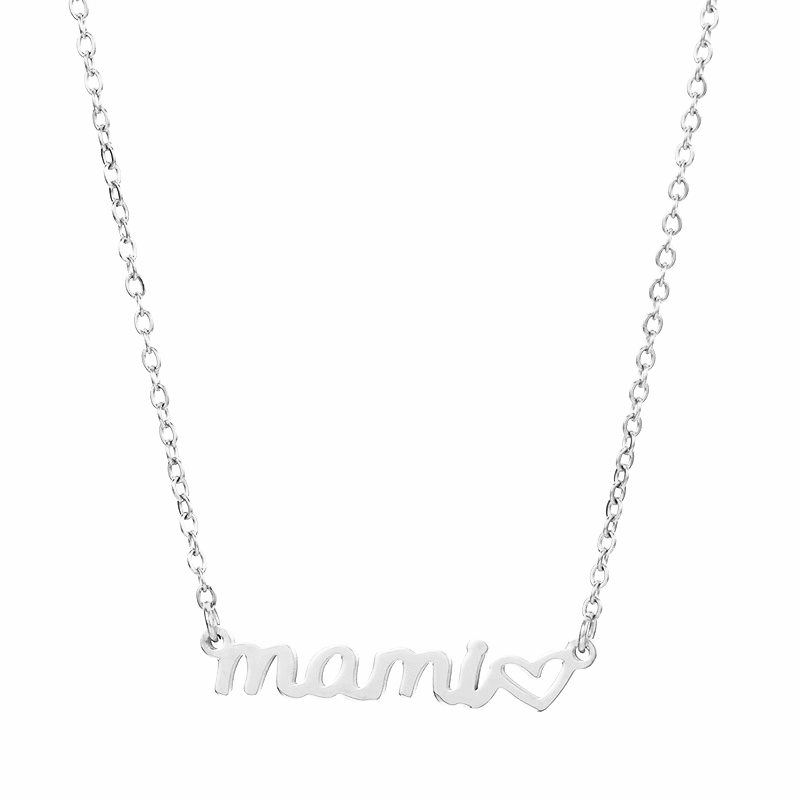 Stainless Steel Mama Letter Heart Pattern Pendant Necklace