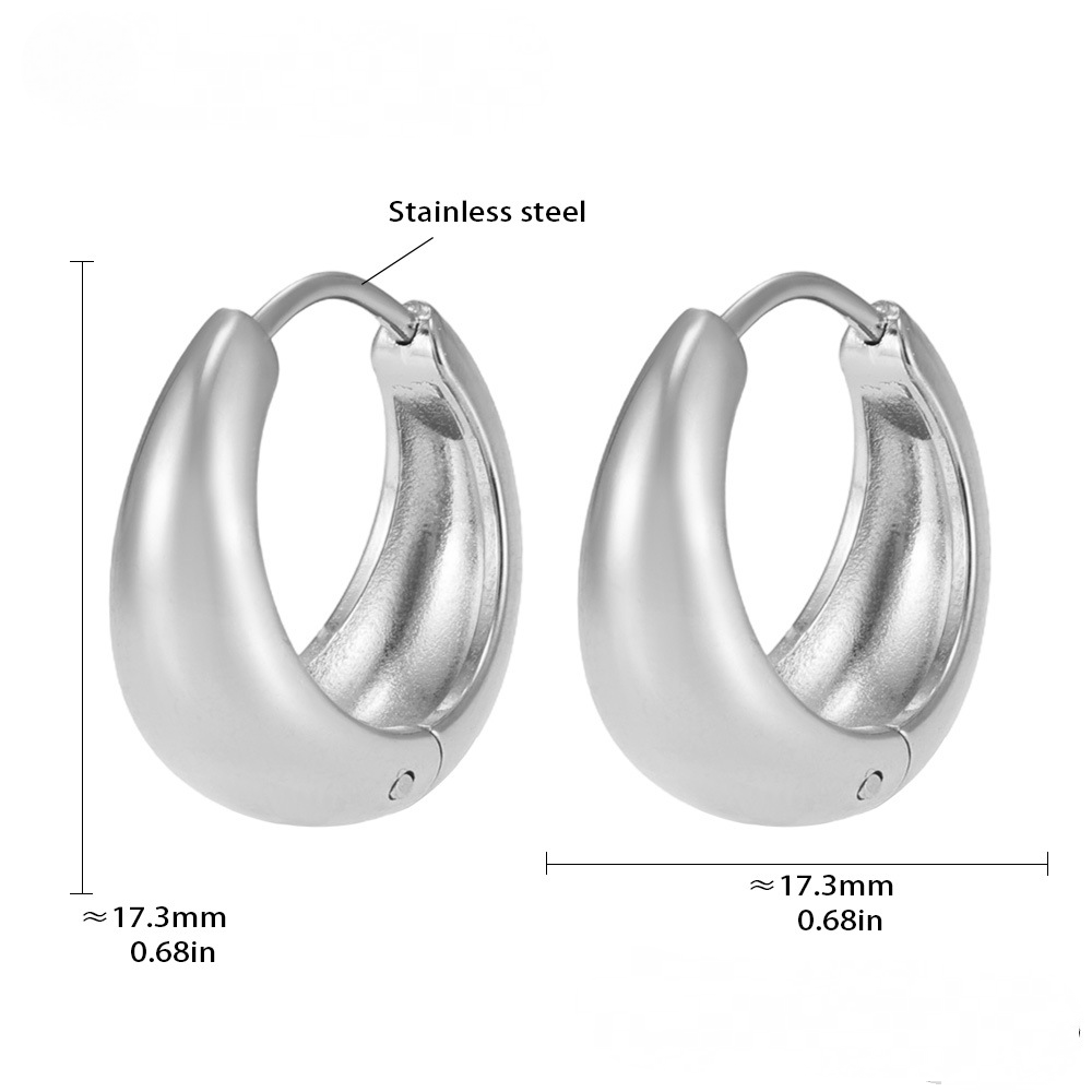 Polished Minimalist Stainless Steel Huggie Earrings