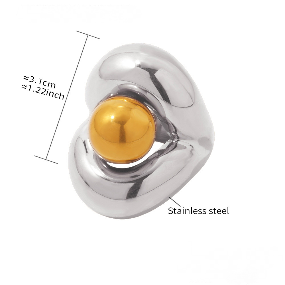 Stainless Steel 18K Gold PVD Double Layer Ball Ring