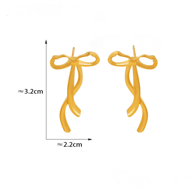 18K Gold PVD Stainless Steel Bow Stud Earrings