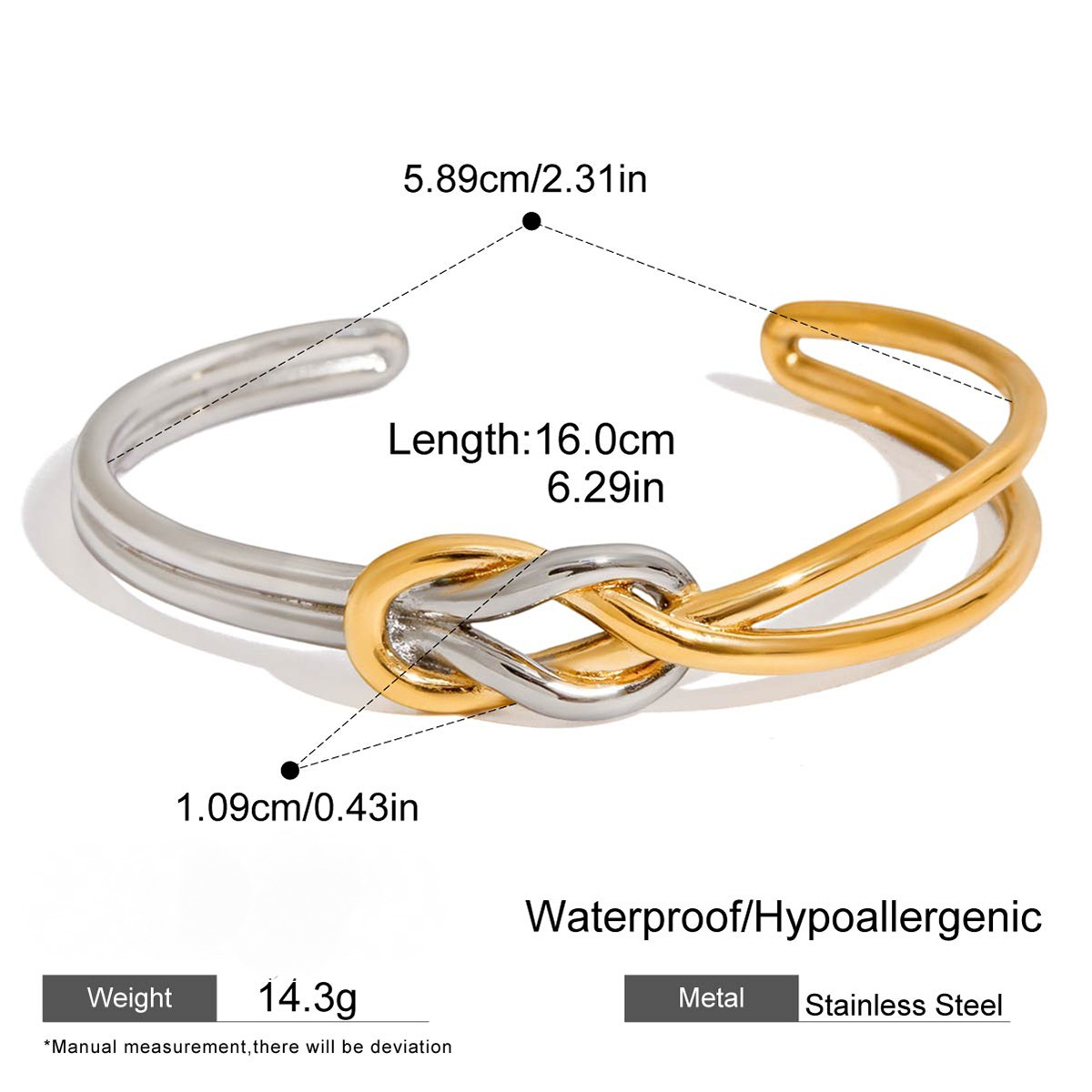 Stainless Steel Knot Design Cuff Bracelet