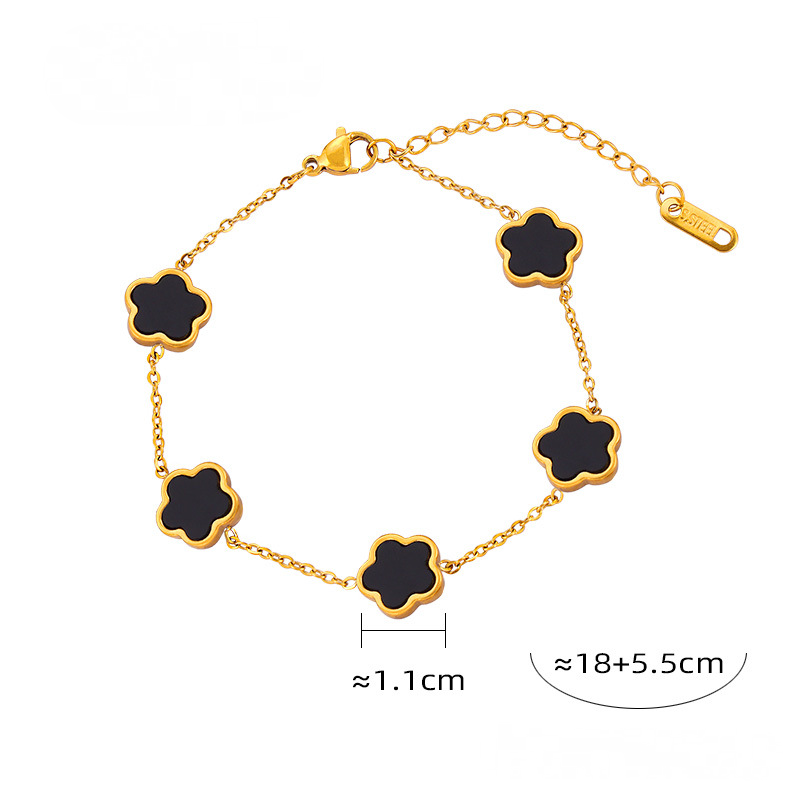 Flower Inlay White Shell Bracelet Necklace Earrings Jewelry Suit