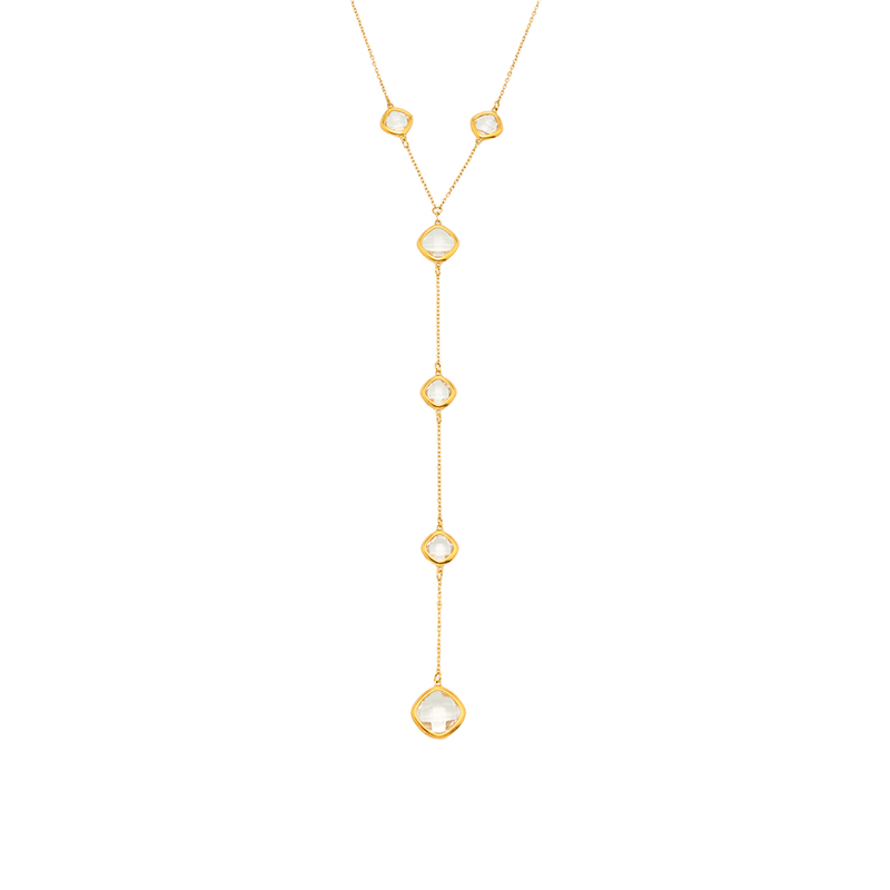 Super Flash Cut Square Glass Long Tassel Necklace