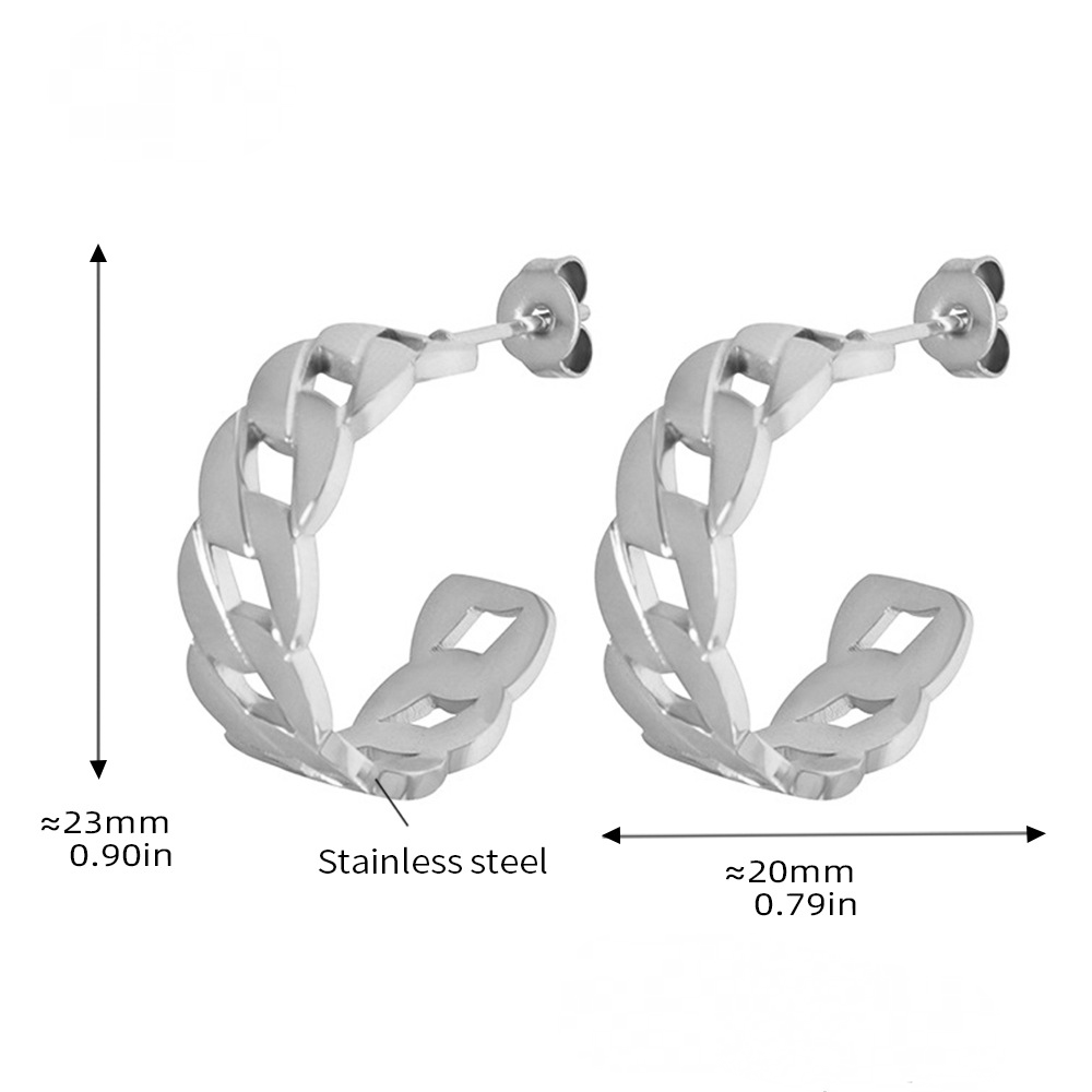 Chain Shape Stainless Steel Hoop Earrings