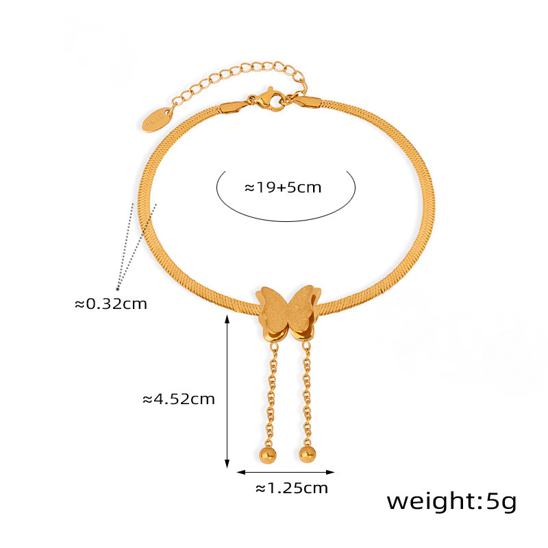 18K Gold PVD Butterfly Woven Stainless Steel Chunky Anklet