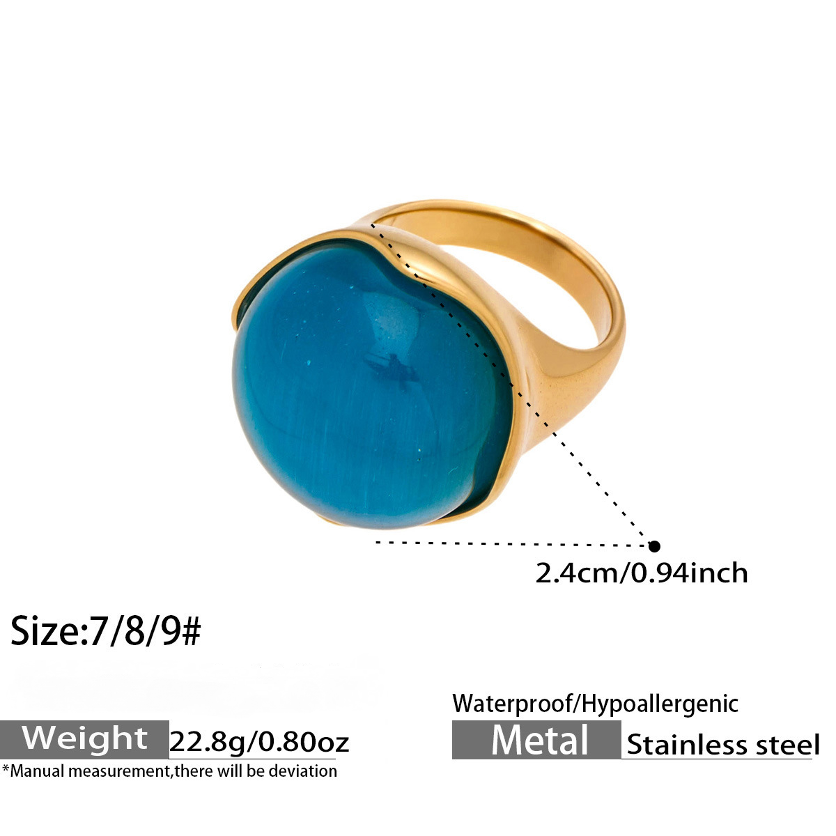 Stainless Steel Three-color Cat's Eye Stone Ring