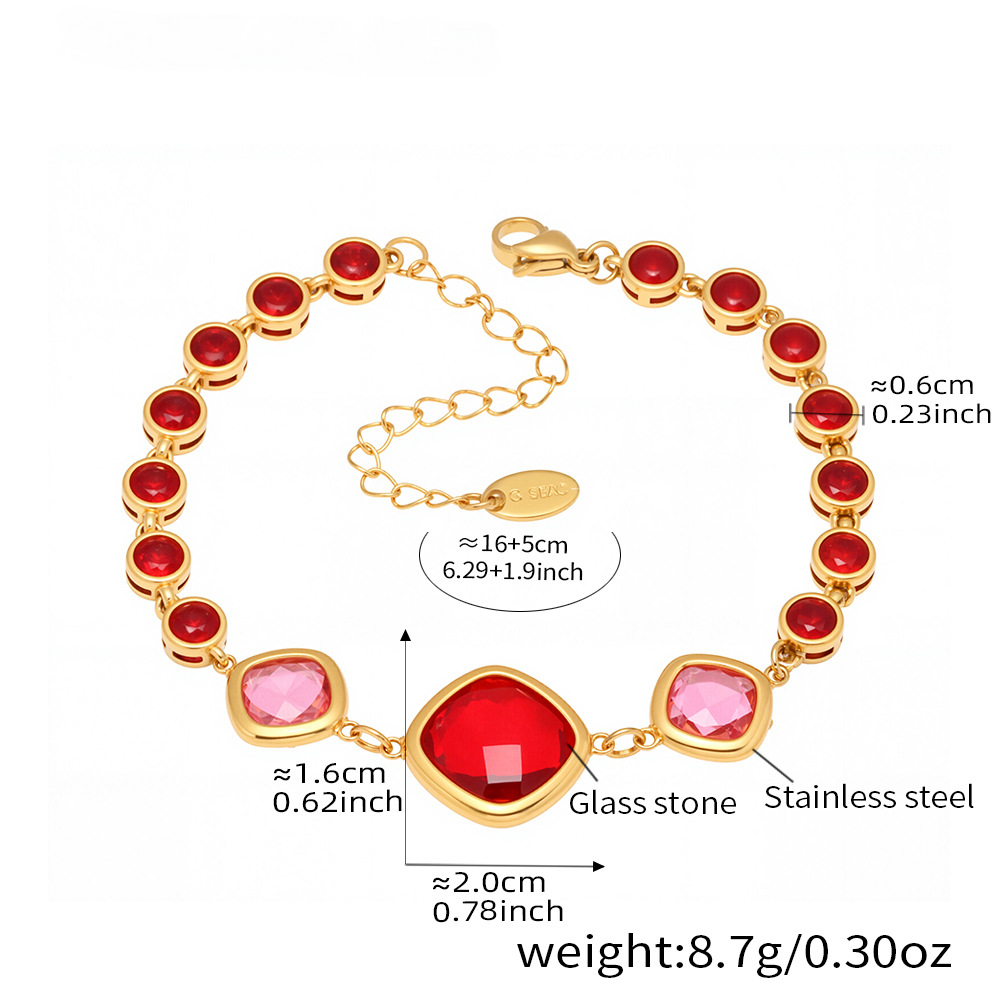 Transparent Cut Czech Square Glass Stone Bracelet