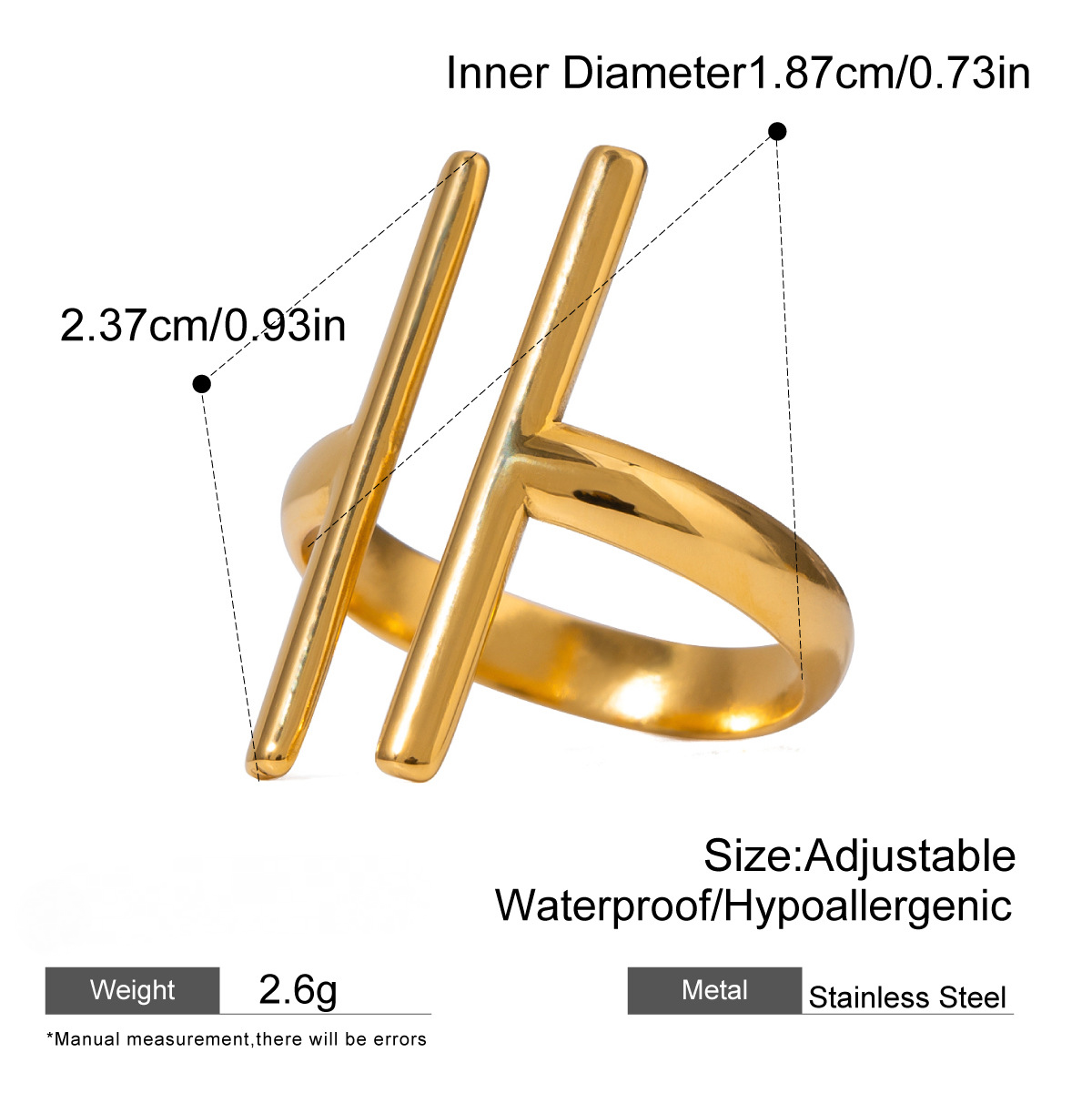Stainless Steel Irregular Line Open Ring