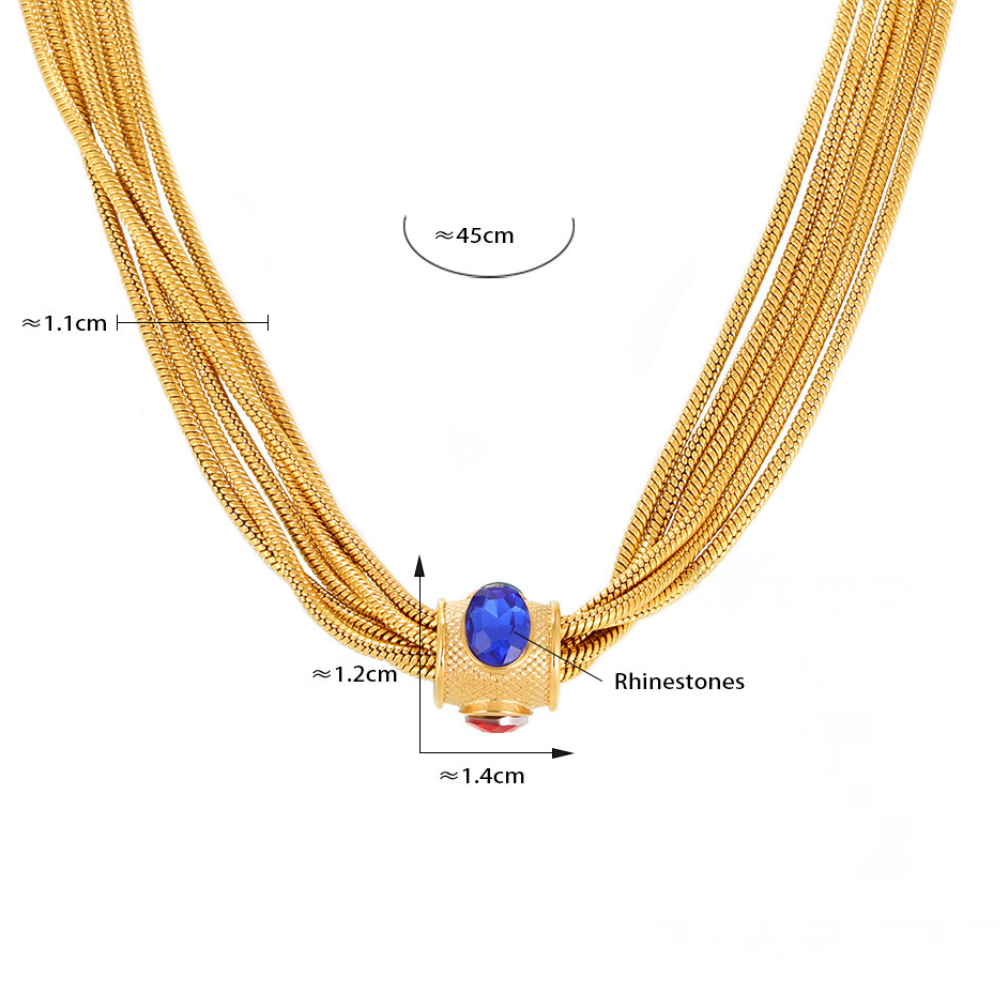 Multi-layer Chain Rhinestone Necklace Bracelet Jewelry Suit