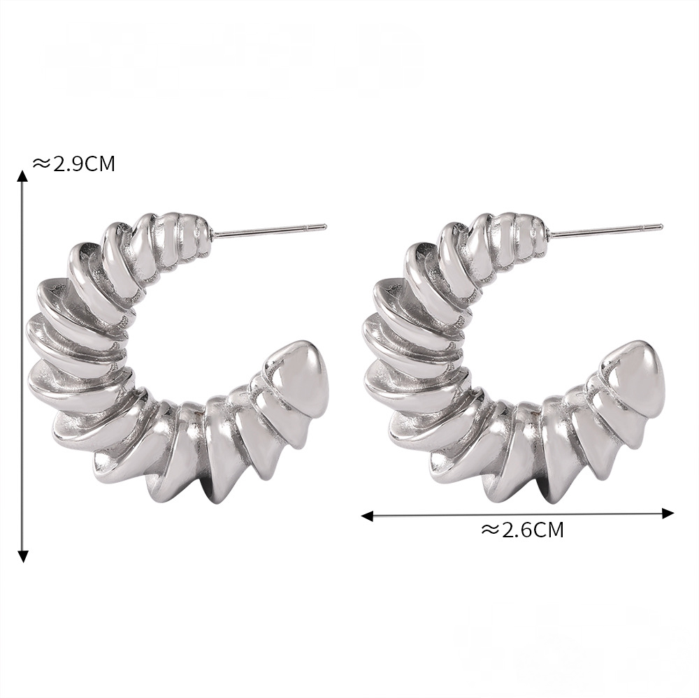 Corrugated Half Round Stainless Steel Earrings