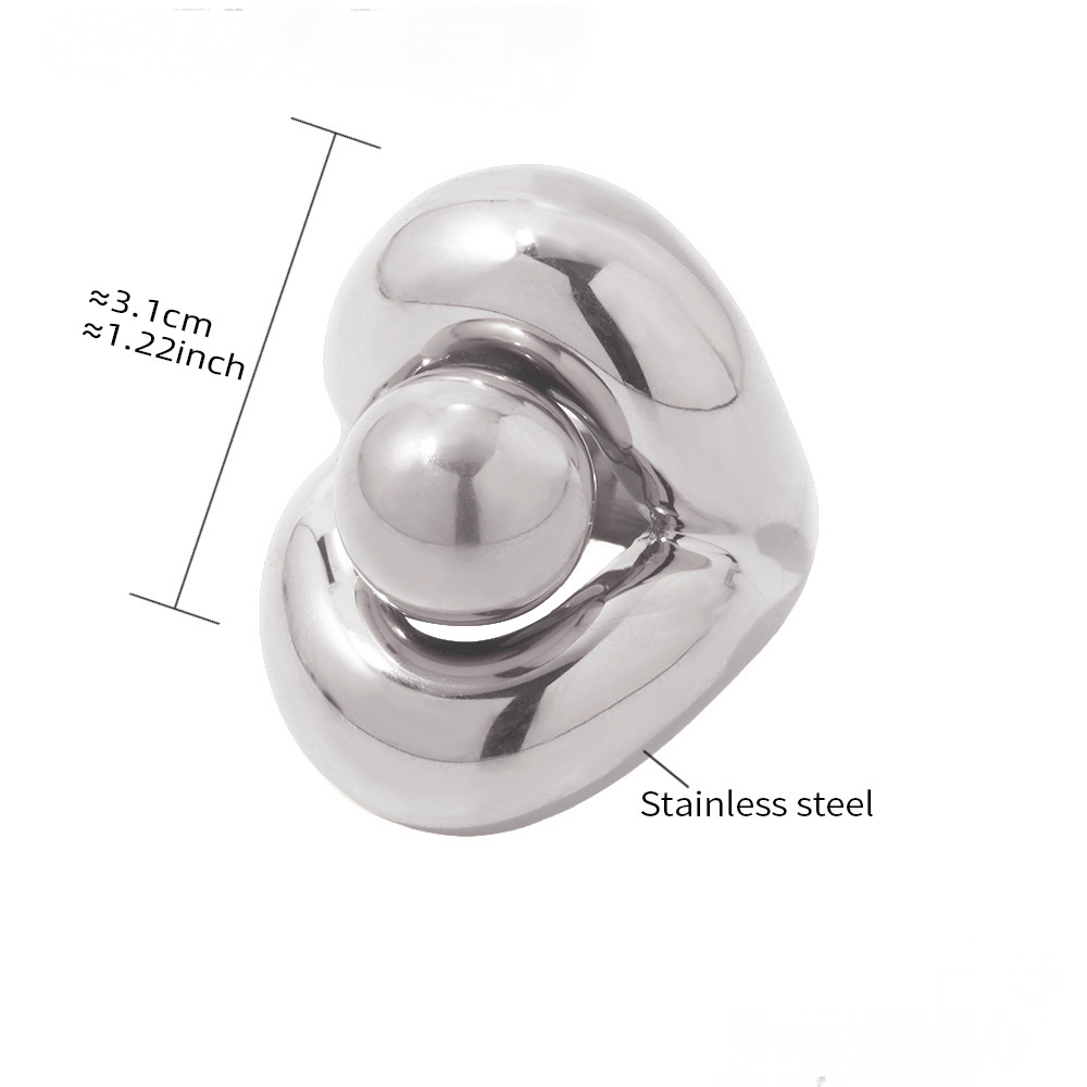 Stainless Steel 18K Gold PVD Double Layer Ball Ring