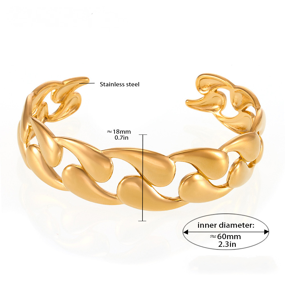 Stainless Steel Polished Water Drop Weave Shape Cuff Bracelet