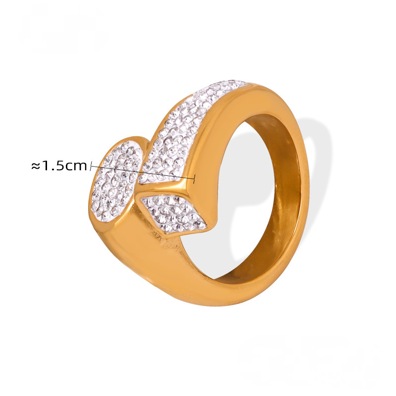 Stainless Steel Czech Diamond Chunky Ring