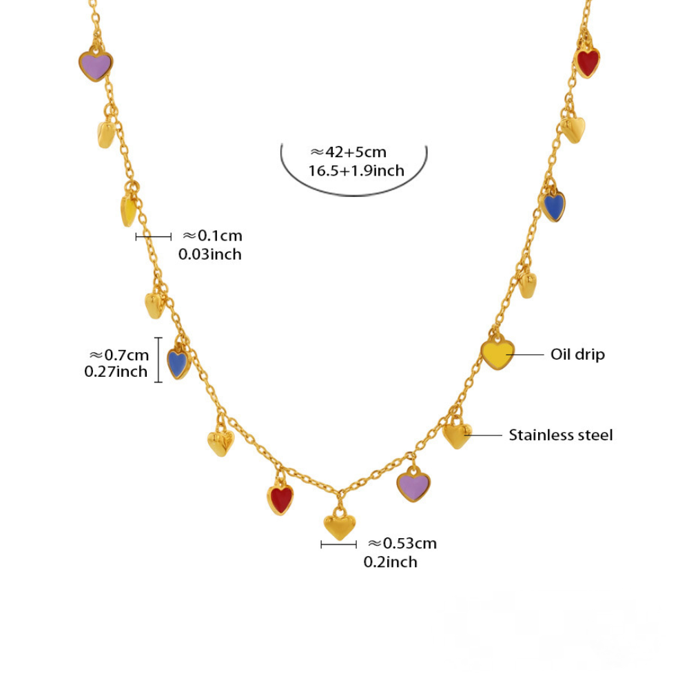 Heart Shaped Oil Drop Pendant Necklace Bracelet Jewelry Set