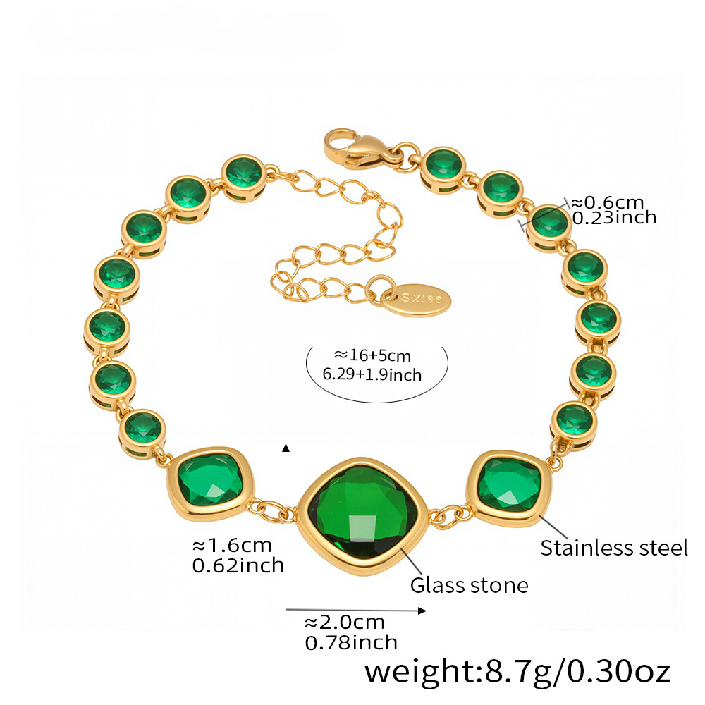 Transparent Cut Czech Square Glass Stone Bracelet