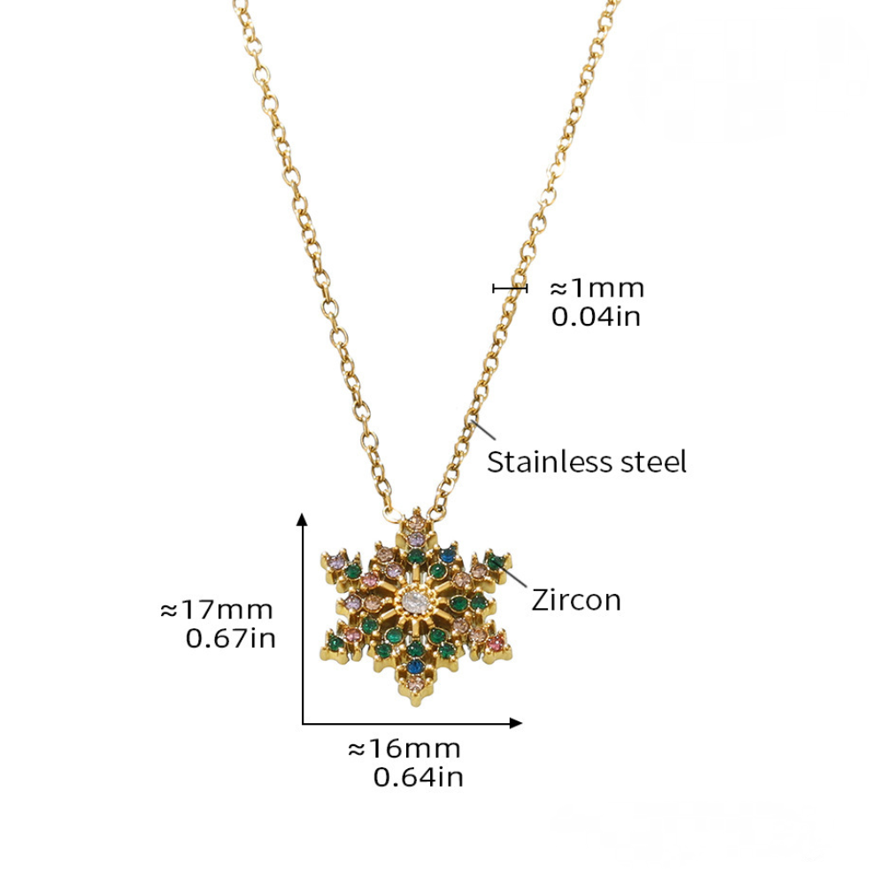 Christmas Snowflake Inlay Cubic Zirconia Necklace
