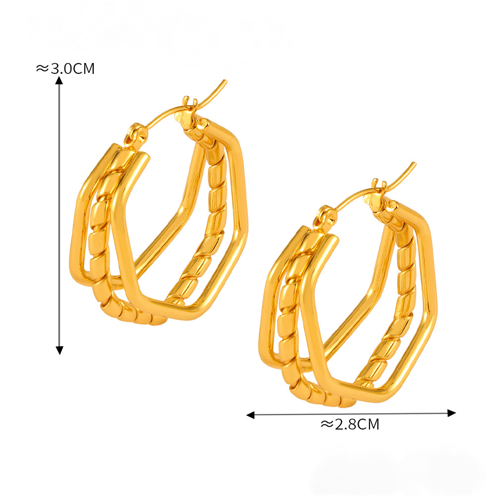 Stainless Steel Multi-layered Hoop Earrings