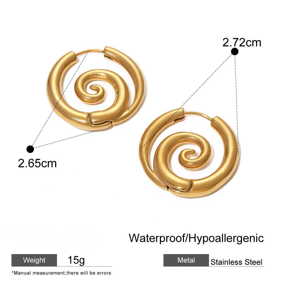 Stainless Steel Spiral Hoop Earrings