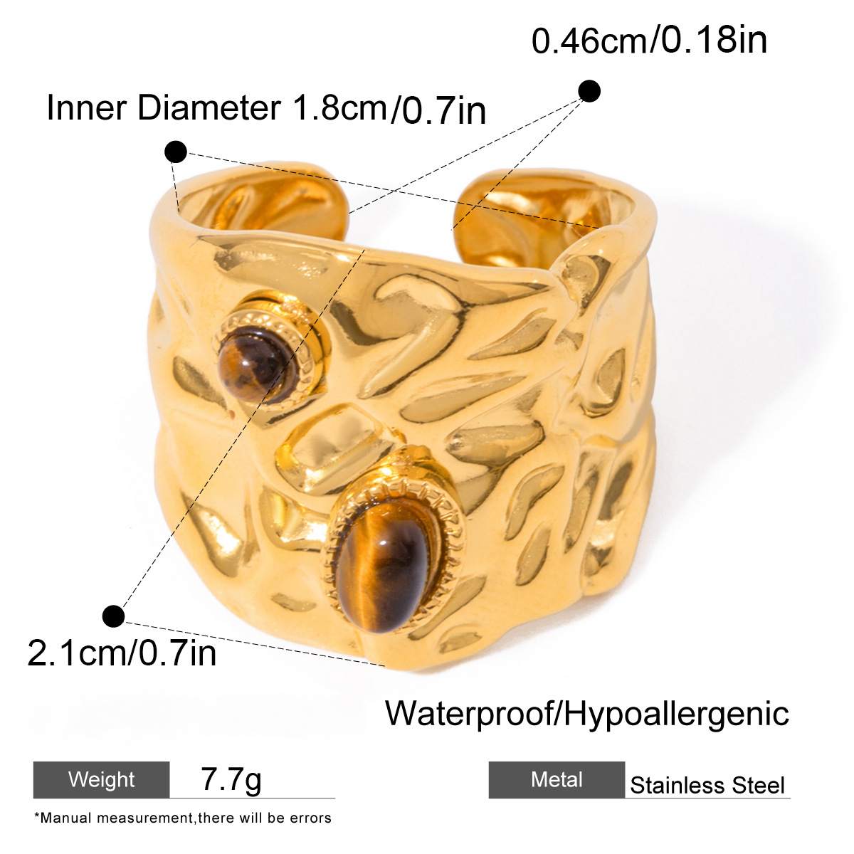 Stainless Steel Natural Tiger's Eye Ring Collection