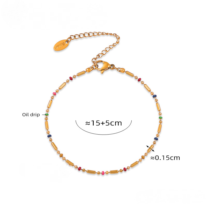 Beaded Oil Drop Necklace Bracelet Anklet Jewelry Suit