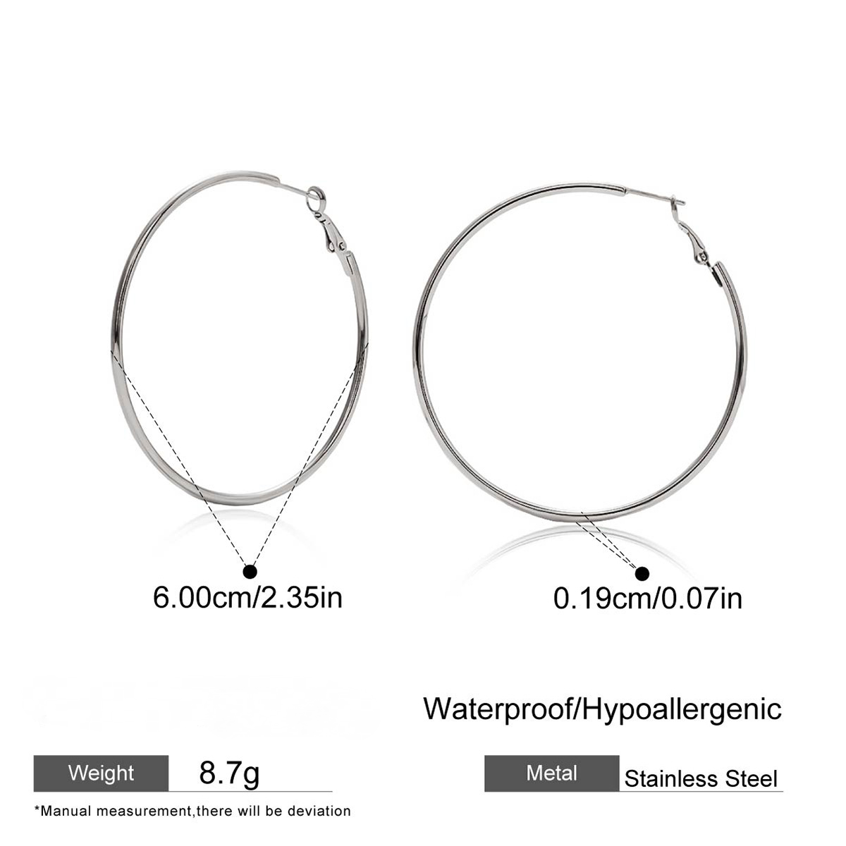 Stainless Steel Glossy Coil Hoop Earrings