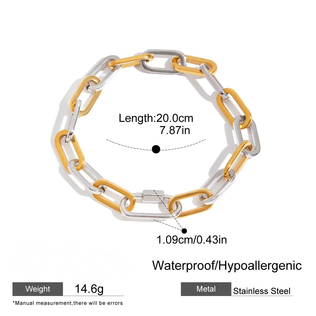 Stainless Steel Gold and Steel Two-Tone Cuban Chain Bracelet